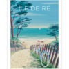 Une affiche vintage d'une plage de l'île de ré sous le soleil exactement