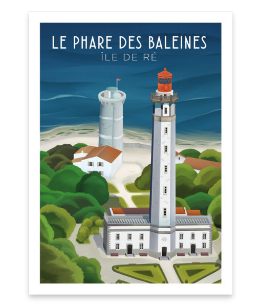 Une affiche vintage du très célèbre phare des baleines sur l'île de ré