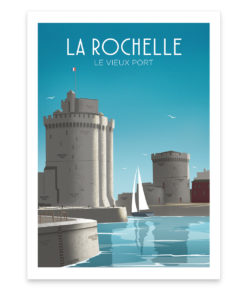 Une affiche vintage des fameuses tours du vieux port de La Rochelle