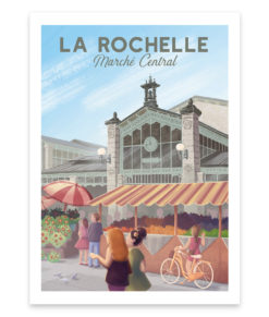 Une affiche vintage du marché central de la Rochelle