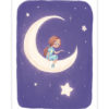 Une affiche d'un petite princesse dans la lune illuminant les étoiles
