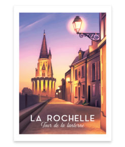 Une affiche vintage de la tour de la lanterne de La Rochelle
